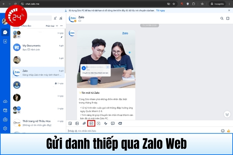 Gửi danh thiếp qua Zalo Web b1