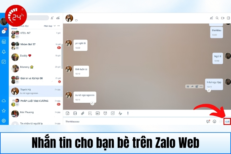 Nhắn tin trên Zalo Web