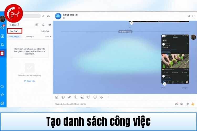 Tạo danh sách công việc trên Zalo Web