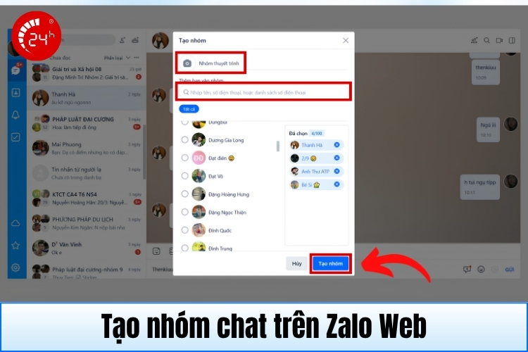 Tạo nhóm chat trên Zalo Web B2