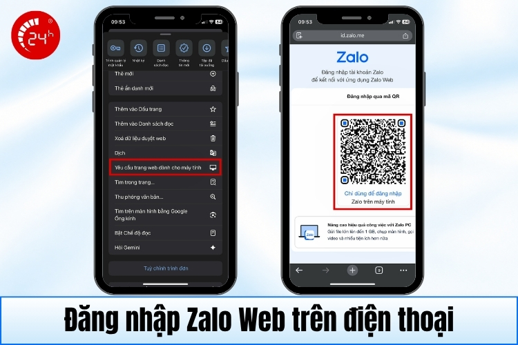 Zalo Web đăng nhập trên điện thoại