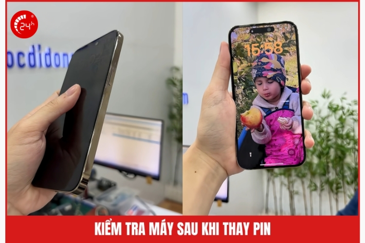 Kiêm tra máy sau khi thay pin iphone
