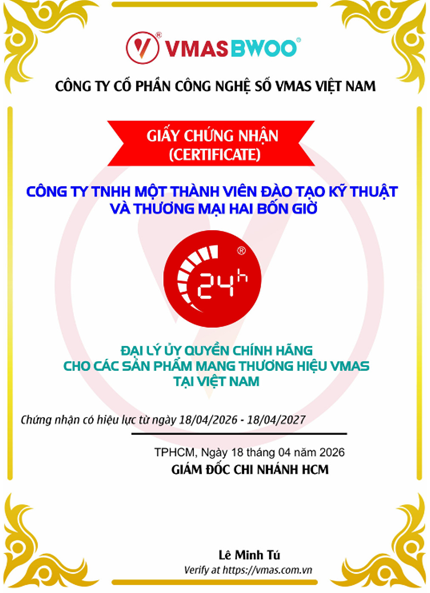 chứng nhận đại lý ủy quyền chính hãng thương hiệu pin vmas