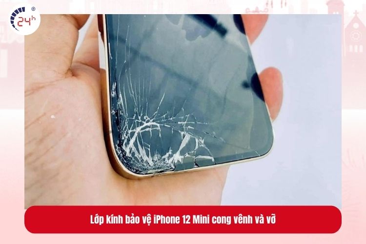 Lớp kính bảo vệ iPhone 12 Mini cong vênh hoặc méo mó bất thường do áp lực bên ngoài