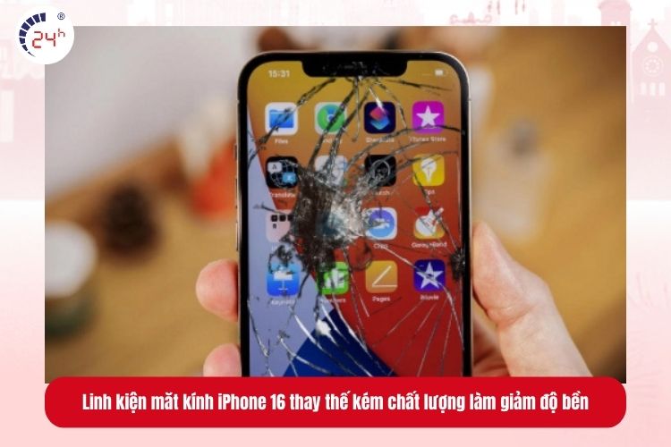 Linh kiện măt kính iPhone 16 thay thế kém chất lượng làm giảm độ bền
