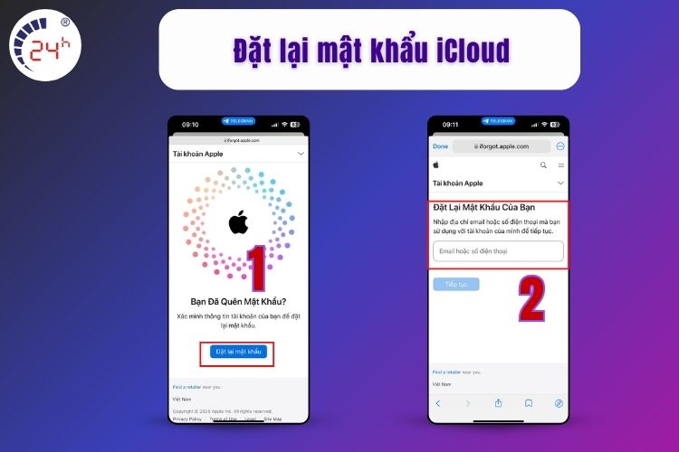 Đặt lại mật khẩu iCloud.
