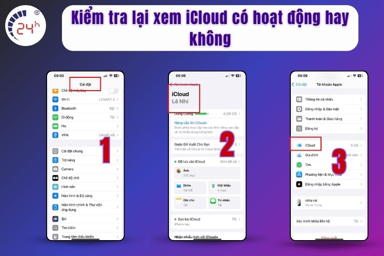 Kiểm tra lại xem iCloud có còn hoạt động hay không.