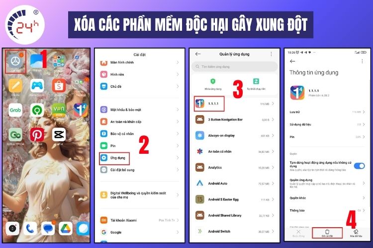 Xóa các phần mềm độc hại gây xung đột