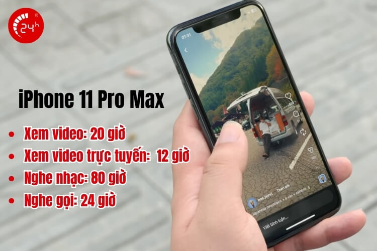 Dung lượng pin iPhone 11 Pro Max dùng được bao lâu