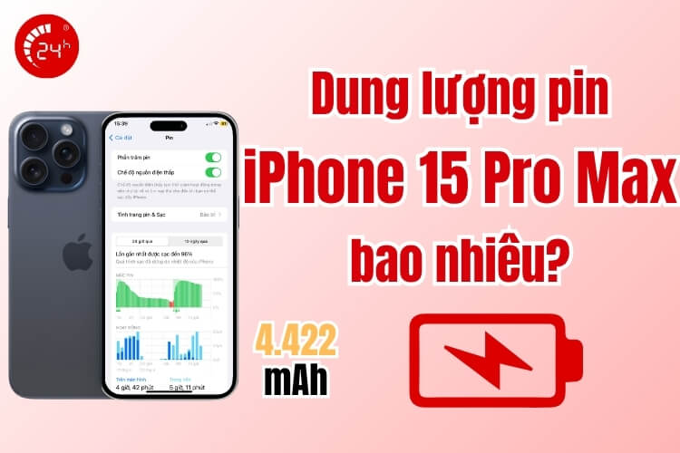 Dung lượng pin iPhone 15 Pro Max bao nhiêu