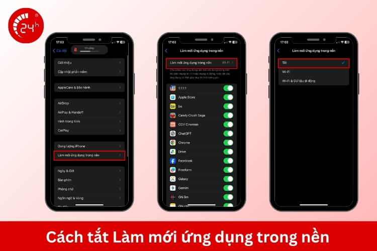 Hướng dẫn tắt Làm mới ứng dụng trong nền trên iPhone 15 Pro Max