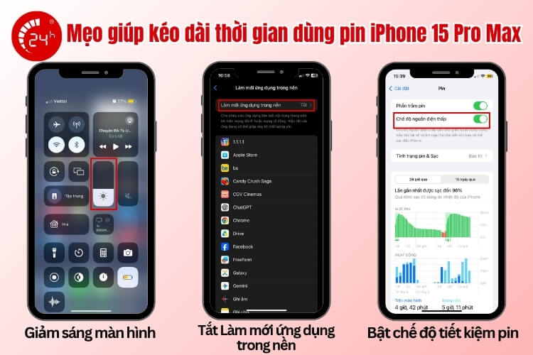 Mẹo dùng pin iPhone 15 Pro Max bền