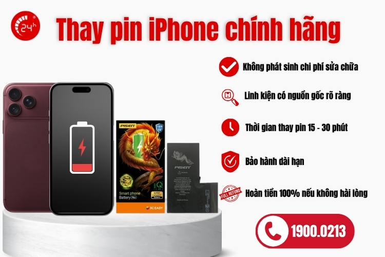 Thay pin iPhone tại Bệnh Viện Điện Thoại, Laptop 24h
