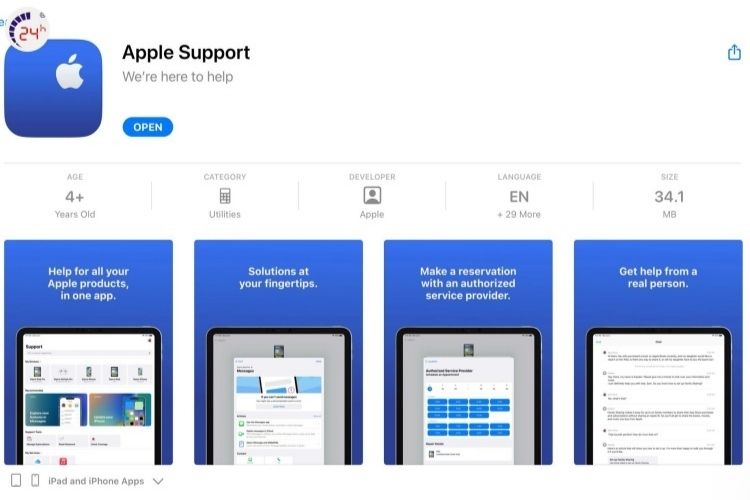 Liên hệ Apple Việt Nam qua ứng dụng hoặc hotline để được hỗ trợ