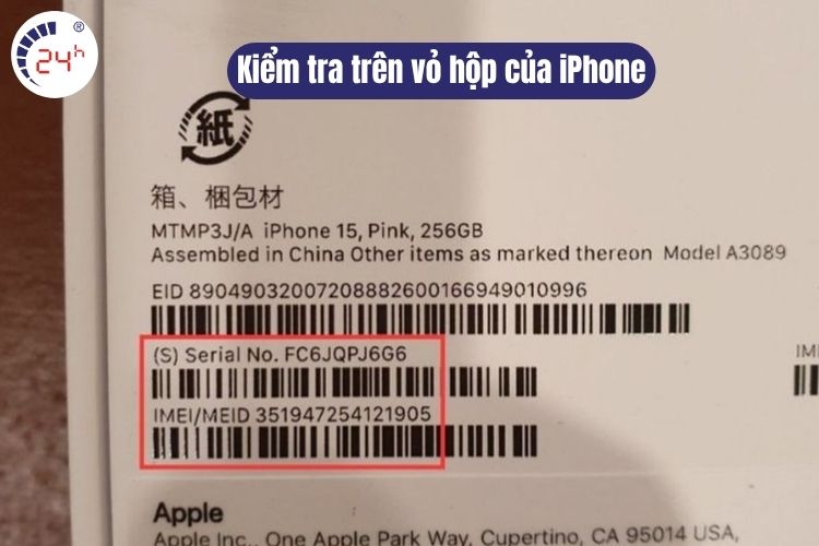 Kiểm tra trên vỏ hộp của iPhone