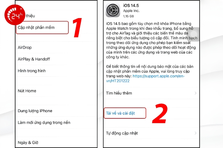 bước 3 cập nhật phần mềm