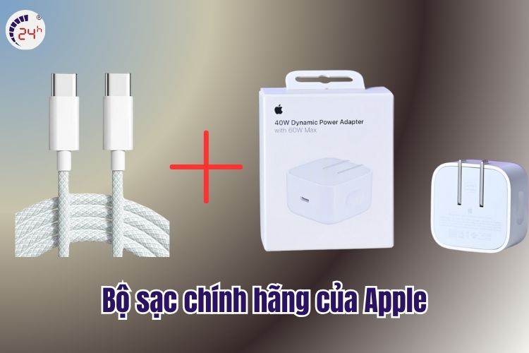 Bộ sạc chính hãng Apple gồm cáp sạc, cốc sạc