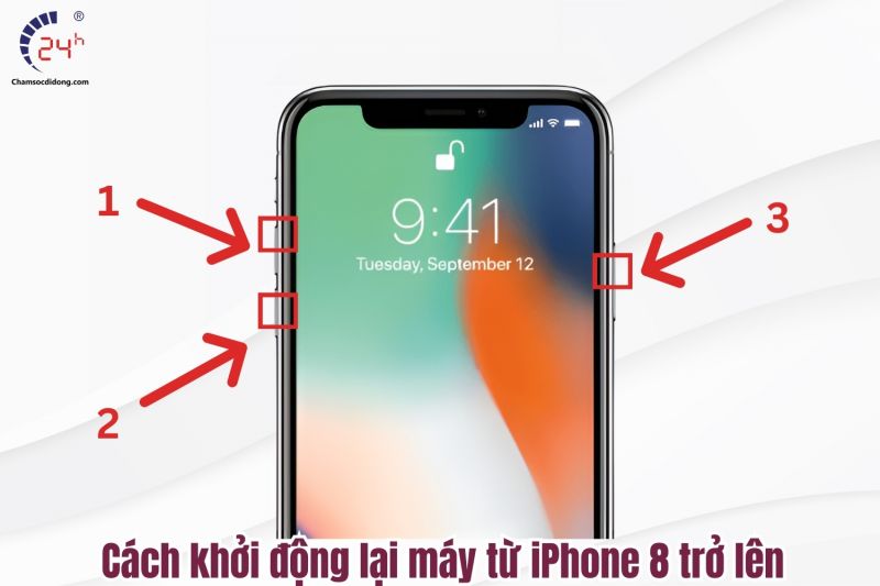 Khoi dong lai de khac phuc iPhone dang sac bi dung