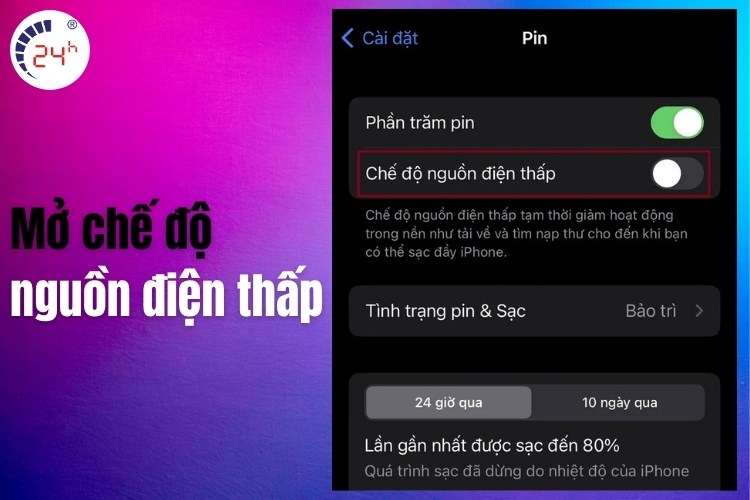 Mở chế độ nguồn điện thấp