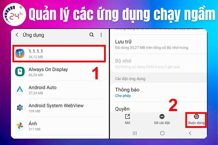 Quản lý các ứng dụng chạy ngầm