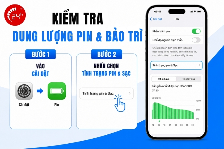 Kiểm tra dung lượng pin và bảo trì trên iPhone