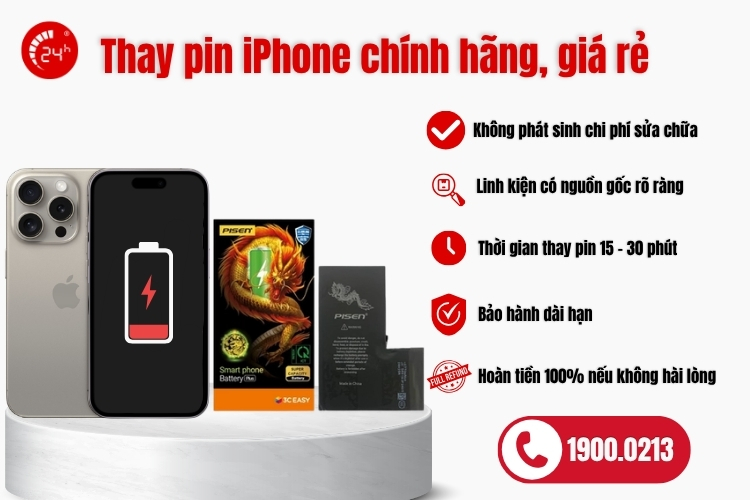 Thay pin iPhone giá rẻ tại Bệnh Viện Điện Thoại, Laptop 24h