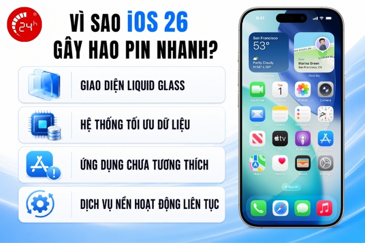 Vì sao iOS 26 gây hao pin nhanh?