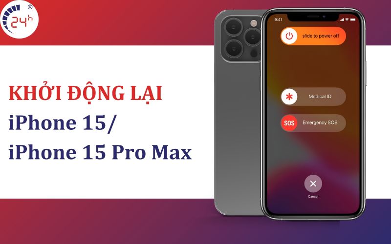 Khoi dong lai de sua loi iPhone 15 bi xanh man hinh