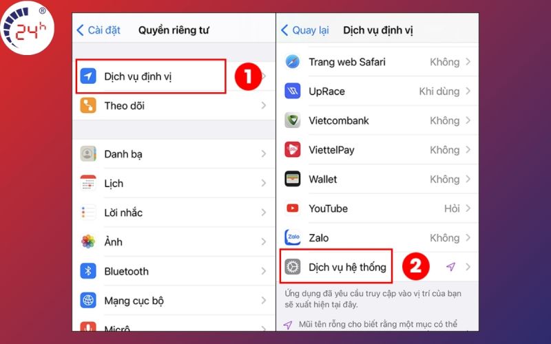 Tat dich vu dinh vi de sua loi iPhone khong vao duoc Wifi