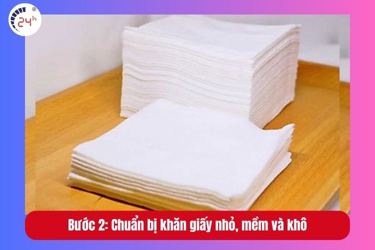 Bước 2: Chuẩn bị khăn giấy nhỏ, mềm và khô cuộn lại vừa đủ để đưa vào cổng sạc iPhone