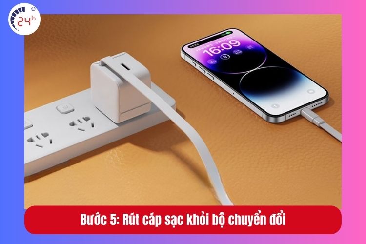 Bước 5: Rrút cáp khỏi bộ chuyển đổi và rút bộ chuyển đổi khỏi ổ điện và thử kết nối lại
