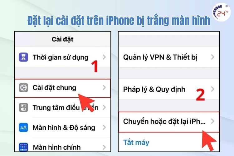 Đặt lại iPhone bị trắng màn hình