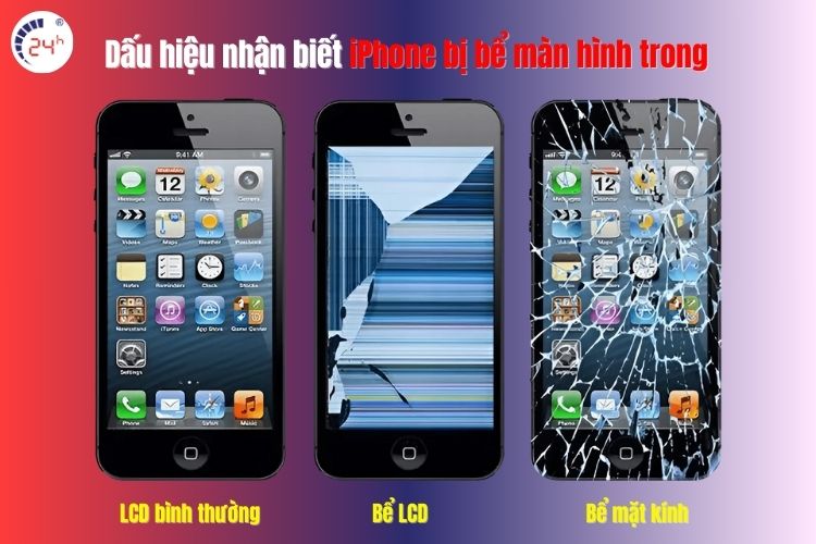 Dấu hiệu nhận biết iPhone bị bể màn hình trong
