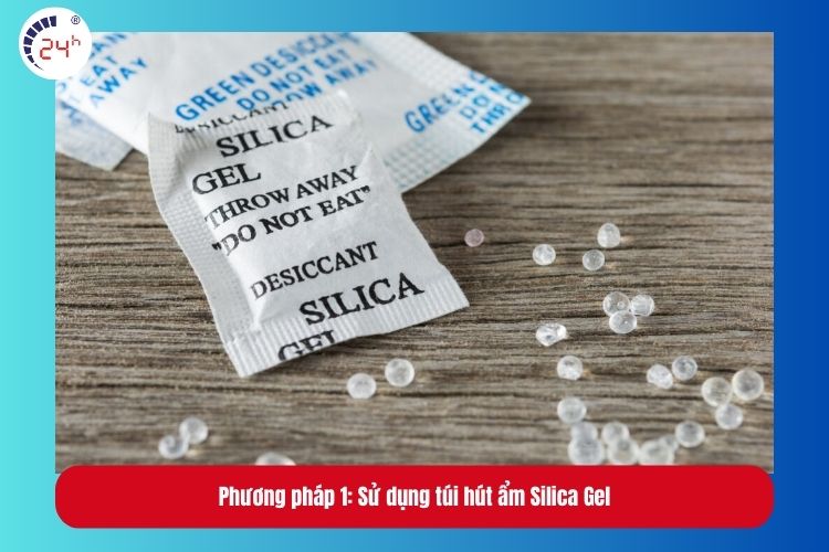 Làm khô bên trong iPhone bằng cách sử dụng túi hút ẩm Silica Gel