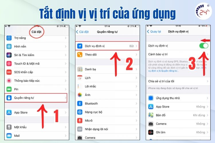 Tắt định vị để tránh iPhone tụt pin nhanh chóng