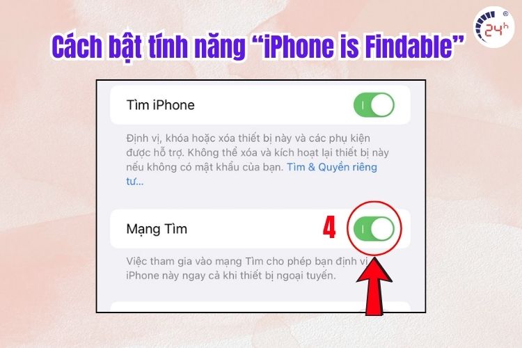 Cách bật tính năng iPhone is Findable