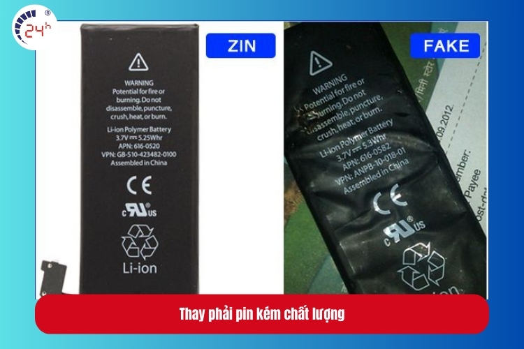  Thay phải pin kém chất lượng