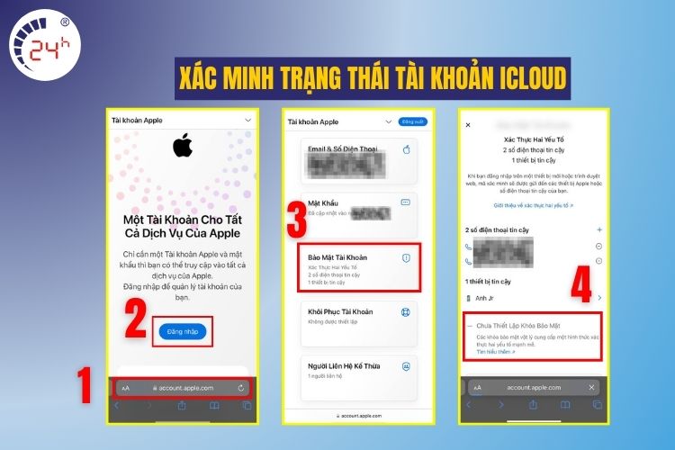 Xác minh trạng thái tài khoản iCloud