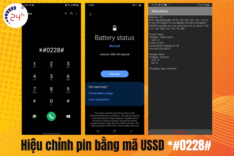 Hiệu chỉnh pin bằng mã USSD *#0228#