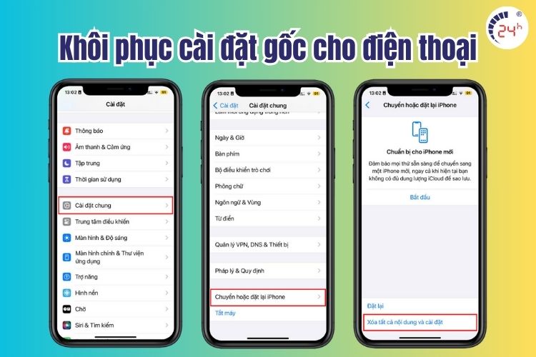 Khôi phục cài đặt gốc để xử lý màn hình bị đốm trắng