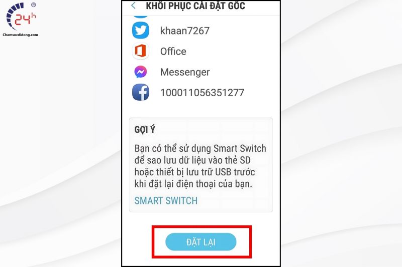 Khôi phục cài đặt gốc điện thoại bị đen nhưng vẫn có tiếng Android