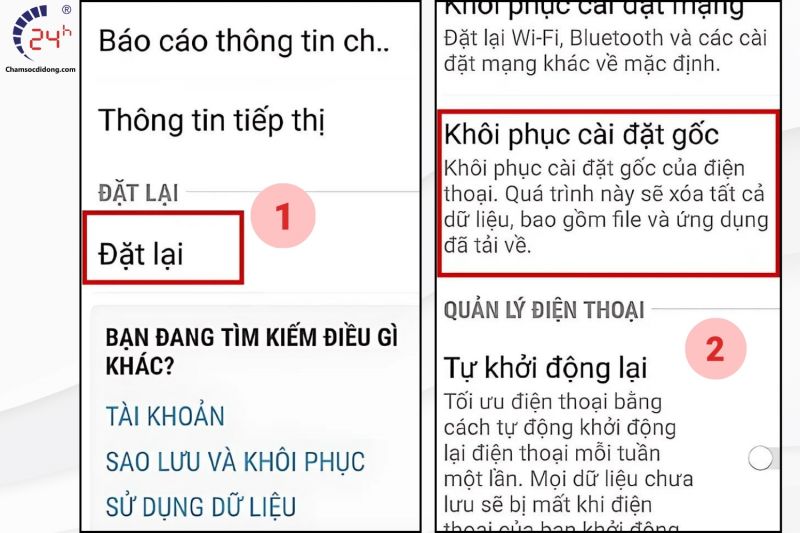 Khôi phục cài đặt gốc điện thoại bị đen nhưng vẫn có tiếng Android