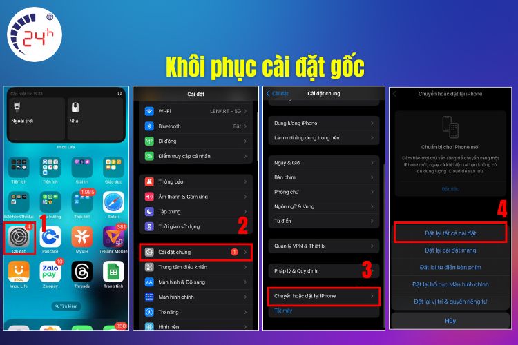 Khôi phục cài đặt gốc trên iPhone