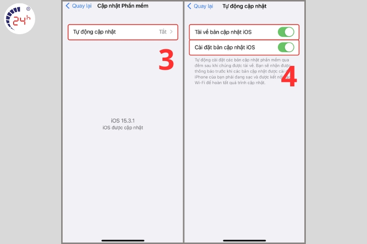 Cập nhật lại hệ điều hành iOS mới