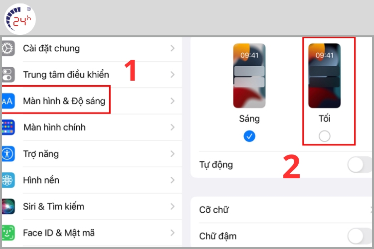Thay đổi cài đặt hiển thị