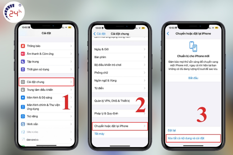 Khôi phục lại cài đặt góc
