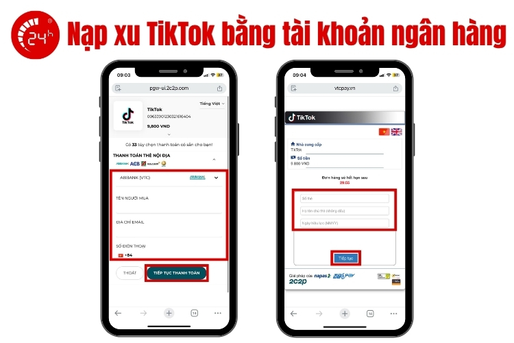 Mua xu TikTok qua tài khoản ngân hàng b3