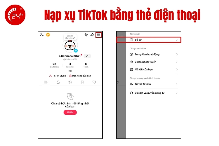 Nạp xu TikTok bằng thẻ điện thoại b1