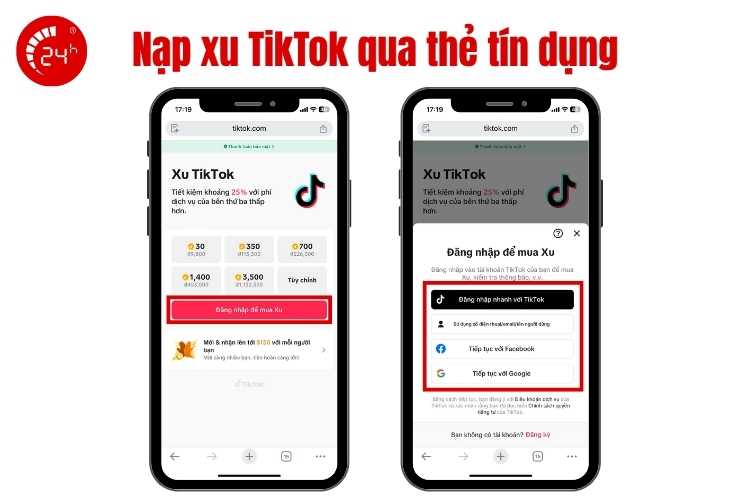 Nạp xu TikTok uy tín qua thẻ tín dụng b1