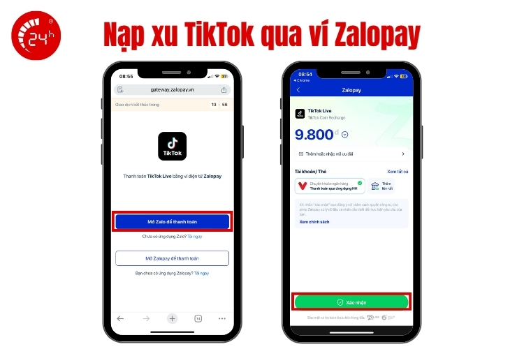 Nạp xu vào TikTok bằng Zalopay b3
